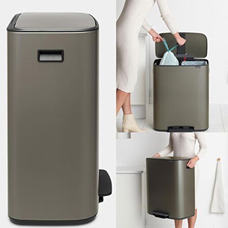 Brabantia Çöp Kutusu İki Bölmeli 30+30 Lt Bo Pedal Bin Platinium 211546