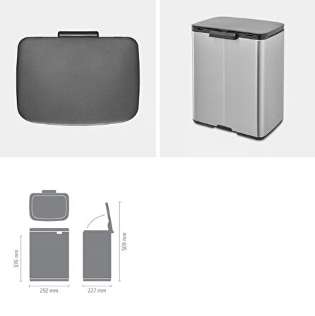 Brabantia Bo Fpp Matt Steel Çöp Kutusu 12lt 