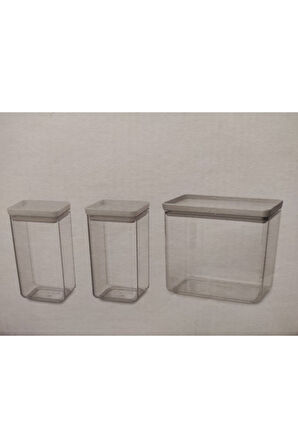 Brabantia Lıght Grey 3LÜ Plastik Kavanoz Seti 2X1,6L 1X3,5L (Elvin Home Concept