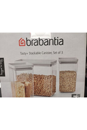 Brabantia Lıght Grey 3LÜ Plastik Kavanoz Seti 2X1,6L 1X3,5L (Elvin Home Concept