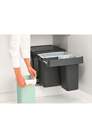 Brabantia Dark Grey Sort&go Buılt–ın Bın Çöp Kutusu 10+10+20lt