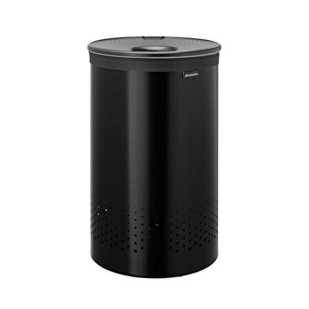 Brabantia Matt Black Plastik Kapaklı Çamaşır Sepeti 60lt (871075524280)
