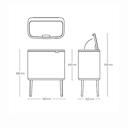 Brabantia Çöp Kutusu 36 litre Bo Touch Dokunmatik Beyaz 313509