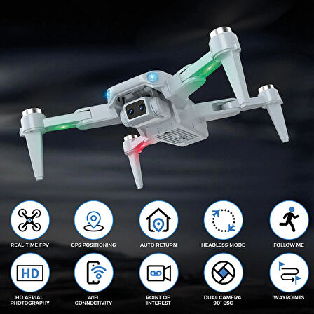 RC Quadcopter Katlanabilir Otomatik Dönüş Geri Takip Özellikli 4K Video Wifi Kamera FPV Drone