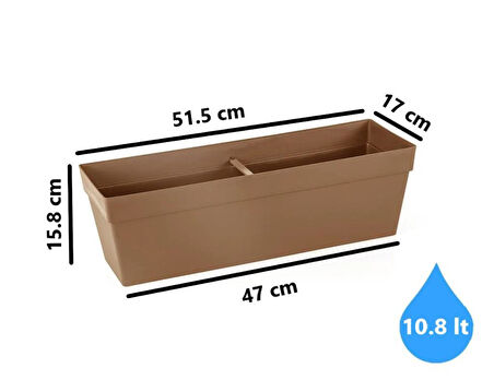 Omnipazar SO-YB02A Askılı Yalı Balkon Saksı 10.8 lt Mocha 3 Adet 