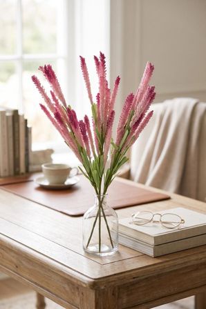 Yapay Çiçek Lateks Köpük Pembe Koyu Lavanta Dalı 35cm Dekoratif Çiçek