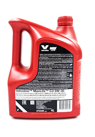 VALVOLINE MAXLIFE C3 5W-30 4 LT (Üretim Yılı 2024 )