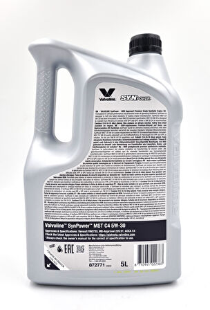 VALVOLINE SYNPOWER MST 5W-30 5 LT (Üretim Yılı 2023 )