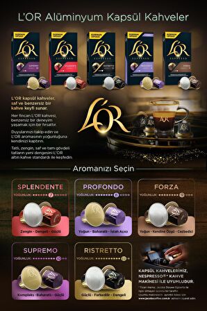 L'OR - Splendente - Intensity 7 - Nespresso Uyumlu Kapsül Kahve Fırsat Paketi 10 x 3 Paket (30 Adet)