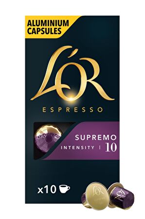 L'OR - Supremo - Intensity 10 - Nespresso Uyumlu Kapsül Kahve Fırsat Paketi 10 x 3 Paket (30 Adet)