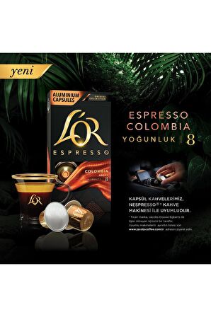 L'OR Espresso Origin Colombia 8 Kapsül Kahve 10 Adet