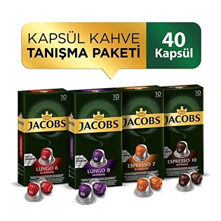 Jacobs Kapsül Kahve Tanışma Paketi 40'lı ( Nespresso Uyumlu Alüminyum Kapsül Kahve )