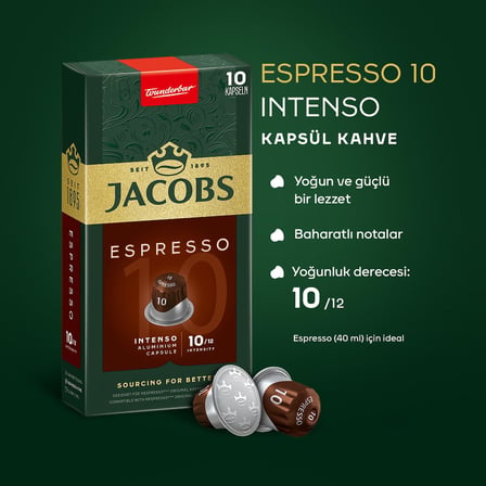 Kapsül Kahve Espresso 10 Intense, 10 Kapsül x 10 Paket