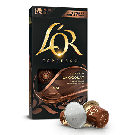 L'OR Çikolata Aromalı Nespresso Uyumlu Alüminyum Kapsül Kahve 10'lu