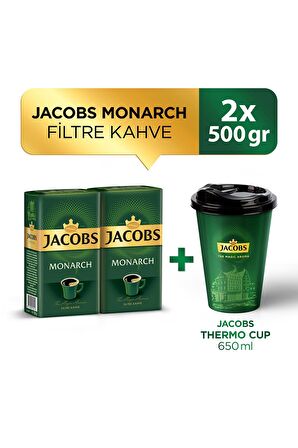 Jacobs Monarch Filtre Kahve 500 gr x 2 Adet + Jacobs Thermo Cup 650 ml 