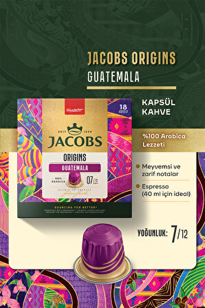 Jacobs Origins Guatemala Nespresso Uyumlu Alüminyum Kapsül Kahve 18'li