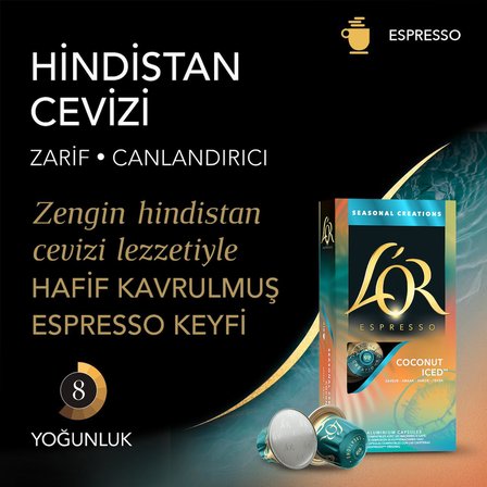 L'OR Hindistan Cevizli Aromalı Nespresso Uyumlu Alüminyum Kapsül Kahve 10'lu
