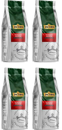 Jacobs Banquet Medium Espresso Beans Çekirdek Kahve 1000 gr x 4 Paket
