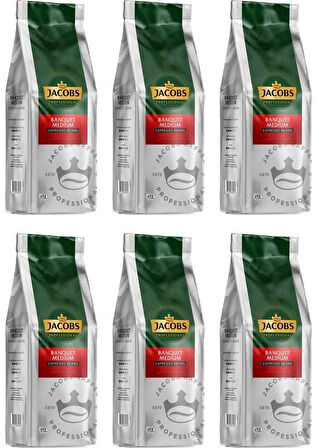 Jacobs Banquet Medium Espresso Beans Çekirdek Kahve 1000 gr x 6 Paket