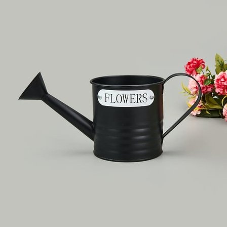 KPM Flowers Galvaniz Saksı - Siyah - 10x10 cm