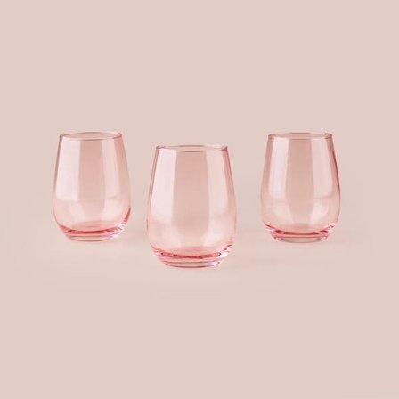 Alpina 3'lü Meşrubat ve Su Bardağı - Pembe - 350 ml