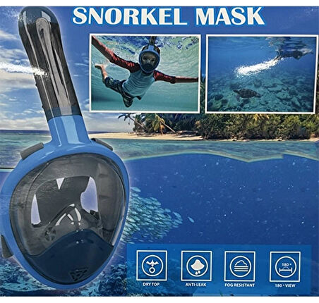 Bermuda Full-Face Kids |XS| Tam Yüz Maske Şnorkel Set [KF-1] Mavi/Gri