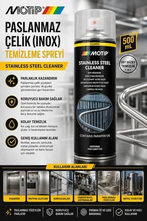 Motip Paslanmaz Çelik İnox Temizleme Spreyi 500 mL