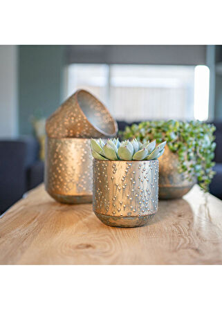 Lian Bakır Yeşil M Metal Saksı 