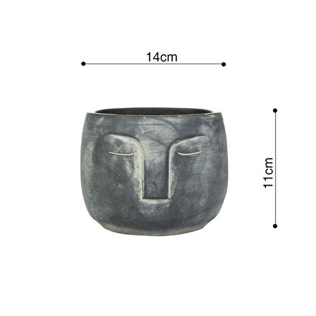 Head Antrasit Çimento Saksı 16*13cm