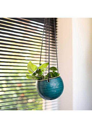 İris Seramik Askılı Turkuaz Saksı 15x14 cm