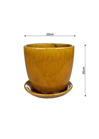 Rico Tabaklı Saksı Bal Rengi Çap 22cm Yükseklik 20cm