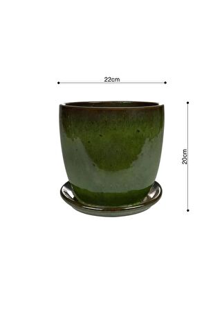 Rico Tabaklı Saksı Koyu Yeşil Çap 22cm Yükseklik 20cm