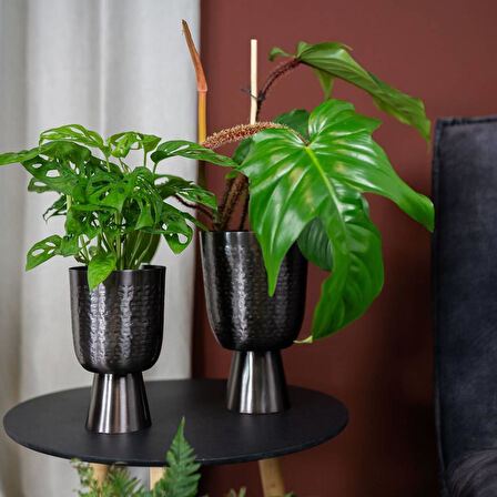 Lauren Antrasit Metal Saksı 15x29cm