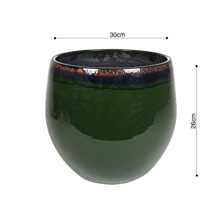 Charlotte Yeşil Seramik Saksı 30*26cm