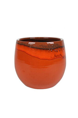 Charlotte Turuncu Seramik Saksı 23*20cm