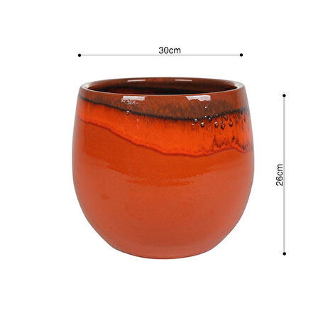 Charlotte Turuncu Seramik Saksı 30*26cm