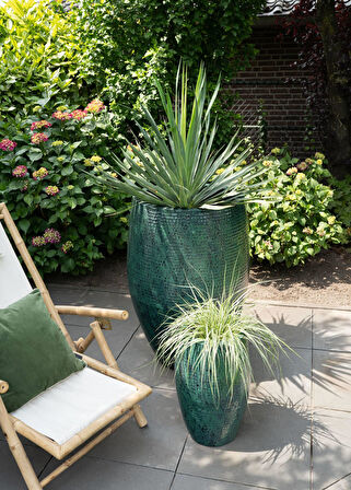 Thom Mavi Metal Yüksek Saksı 62x88cm