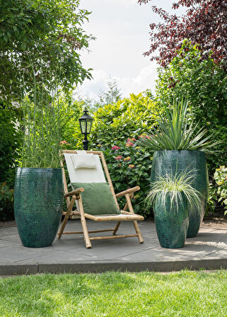 Thom Mavi Metal Yüksek Saksı 62x88cm