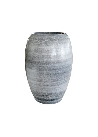 Ayla Seramik Darbeli Siyah Uzun Saksı 20x30 cm 