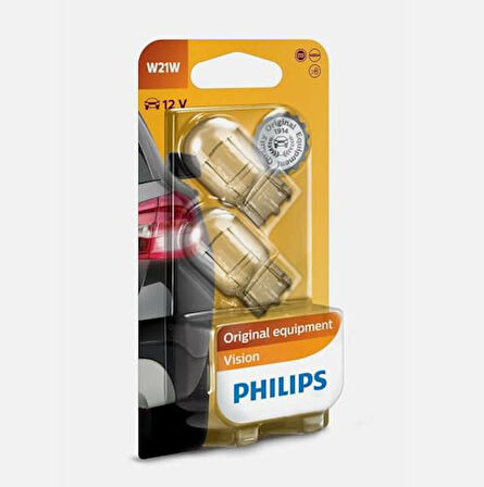 Philips W21W T20 Vision 112V Orijinal Ekipman Sinyal Ampulü, 2'li Paket