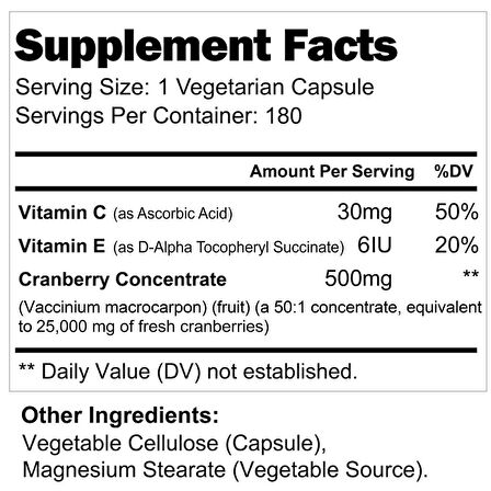 Cranberry 500 mg 180 Kapsül