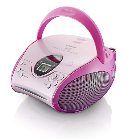 Lenco SCD-24 Portable Taşınabilir Müzik Seti Radyo CD Çalar-Pembe