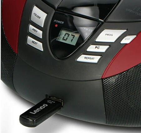 LENCO SCD-37 USB Kırmızı - Taşınabilir FM Radyo CD ve USB oynatıcı - Kırmızı