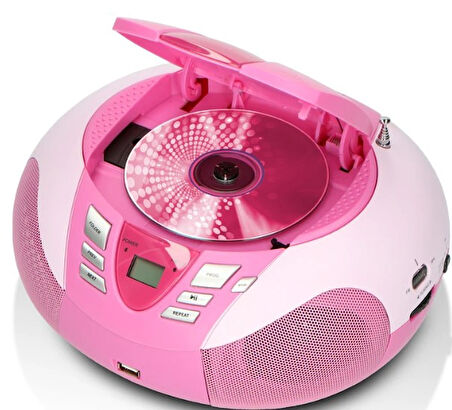 LENCO SCD-37 USB Pembe - Taşınabilir FM Radyo CD ve USB çalar - Pembe