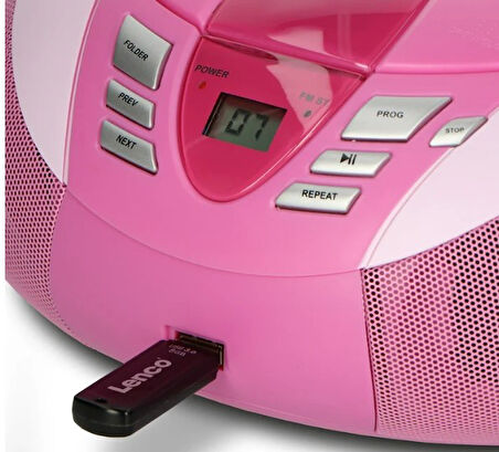 LENCO SCD-37 USB Pembe - Taşınabilir FM Radyo CD ve USB çalar - Pembe