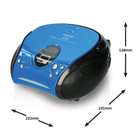 LENCO SCD-24 MAVİ/SİYAH - CD ÇALARLI TAŞINABİLİR Müzik Seti STEREO FM RADYO - MAVİ/SİYAH