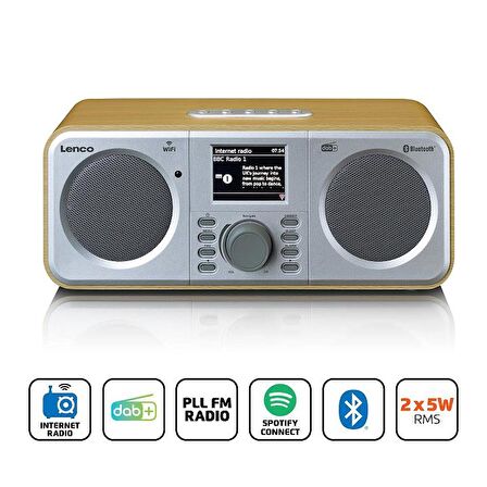 Lenco DIR-141WD Internet Radyo DAB+ Bluetooth Kumandalı Spotify Connect Ahşap