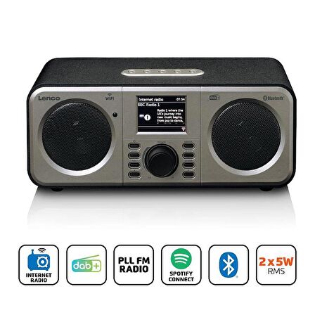 Lenco DIR-141BK Internet Radyo DAB+ Bluetooth Kumandalı Spotify Connect Siyah