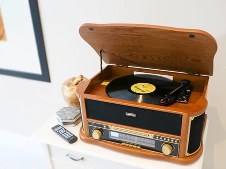 Lenco Classic Phono TCD-2571 Retro Pikap Bluetooth USB DAB+/FM Radyo CD Kaset AHŞAP Plak Çalar