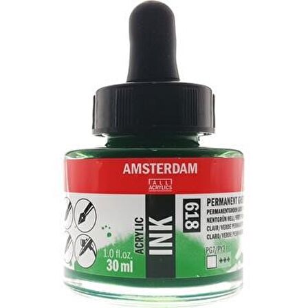 Talens Amsterdam Acrylic Ink 30ml 618 Permanent Green Light